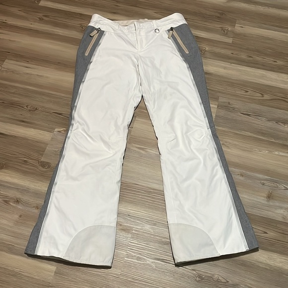 Athleta Ski Pants White Gray Zippered pockets Women’s L Adjustable Snowboarding - Picture 2 of 15
